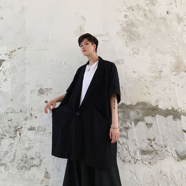 hruhf summer dark style yamamoto same suit collar design men's loose cotton linen windbreaker short sleeve trench coat hair stylist you, Tan;black
hruhf summer dark style yamamoto same suit collar design men's loose cotton linen windbreaker short sleeve trench coat hair stylist you, Tan;black