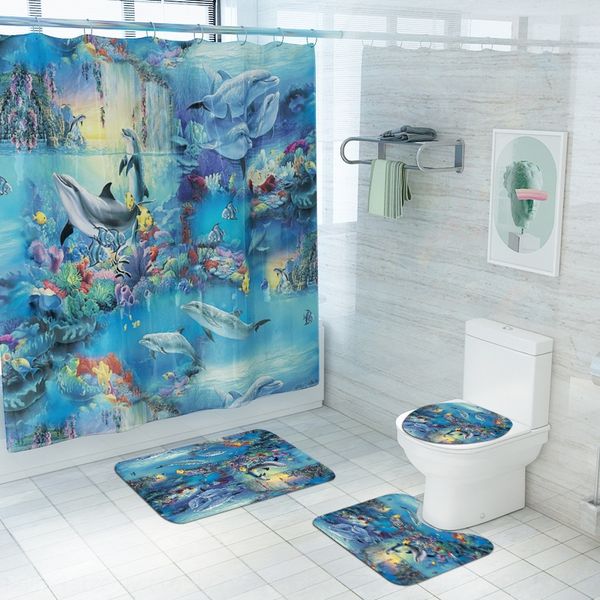new dolphin printed shower curtain carpet floor four-piece combination bathroom set of 4 floor carpet mat mat set
new dolphin printed shower curtain carpet floor four-piece combination bathroom set of 4 floor carpet mat mat set