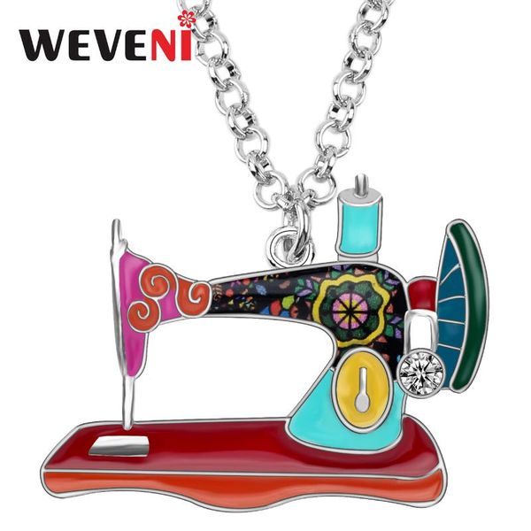 weveni enamel alloy rhinestone sewing machine necklace pendant choker tools clothes decoration jewelry for women girls gift new, Silver
weveni enamel alloy rhinestone sewing machine necklace pendant choker tools clothes decoration jewelry for women girls gift new, Silver