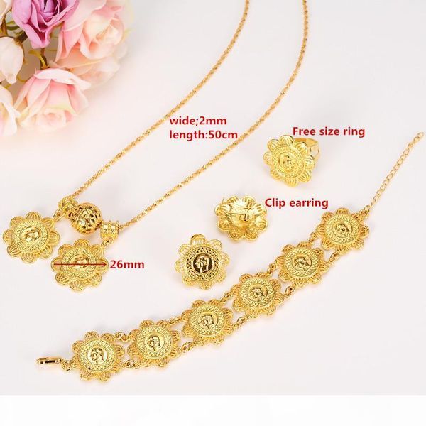 e new ethiopian coin sets jewelry with 24k real yellow solid gold gf pendant necklace earrings ring bracelet bridal wedding women, Black
e new ethiopian coin sets jewelry with 24k real yellow solid gold gf pendant necklace earrings ring bracelet bridal wedding women, Black