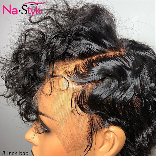 short human hair wigs for women 13x6 water wave bob lace front wigs preplucked bleached knots pixie cut wig human hair 130 remy, Black
short human hair wigs for women 13x6 water wave bob lace front wigs preplucked bleached knots pixie cut wig human hair 130 remy, Black