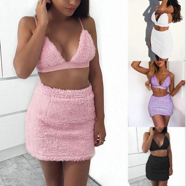 faux fur pink two piece set women halter bralette crop and mini skirt 2020 autumn winter outfits club dress suit femme
faux fur pink two piece set women halter bralette crop and mini skirt 2020 autumn winter outfits club dress suit femme