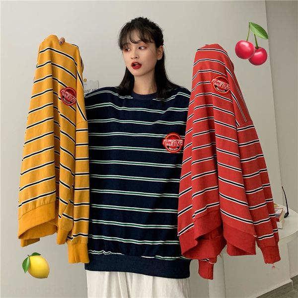 onitn internet celebrity ins super long-sleeved t-shirt women's t-shirt shoes striped early autumn korean style trendy loose lazy wind, Black
onitn internet celebrity ins super long-sleeved t-shirt women's t-shirt shoes striped early autumn korean style trendy loose lazy wind, Black