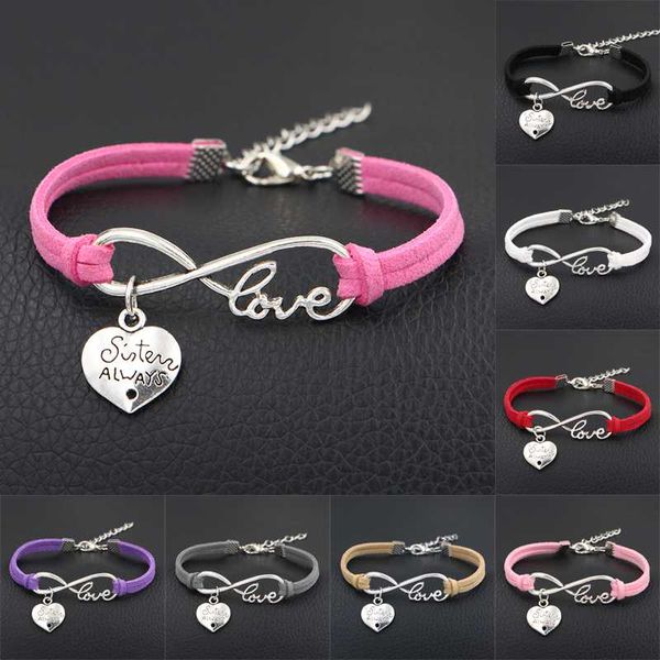 sister always friends charms antique silver color heart pendants infinity love leather bracelets women's gift, Golden;silver
sister always friends charms antique silver color heart pendants infinity love leather bracelets women's gift, Golden;silver