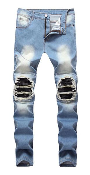 mendeng men ripped skinny distressed destroyed with pu leather jeans denim pants new fashion style slim jeans pants mens pencil, Blue
mendeng men ripped skinny distressed destroyed with pu leather jeans denim pants new fashion style slim jeans pants mens pencil, Blue