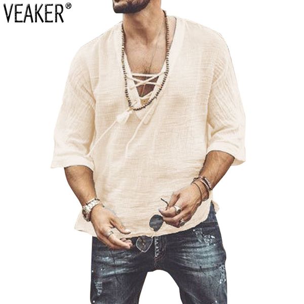 2020 new men's hollow out linen t shirt male deep v neck bandage t shirts casual solid color linen tshirt s-4xl, White;black
2020 new men's hollow out linen t shirt male deep v neck bandage t shirts casual solid color linen tshirt s-4xl, White;black