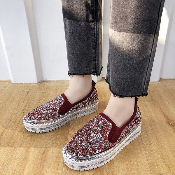 2020 spring slip on women flat shoes casual platform round toe ladies shoes fashion crystal designer woman luxury boat, Black
2020 spring slip on women flat shoes casual platform round toe ladies shoes fashion crystal designer woman luxury boat, Black