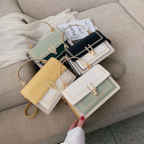 contrast color pu leather crossbody bags for women 2020 chain messenger shoulder bag with metal handle lady tote handbags
contrast color pu leather crossbody bags for women 2020 chain messenger shoulder bag with metal handle lady tote handbags