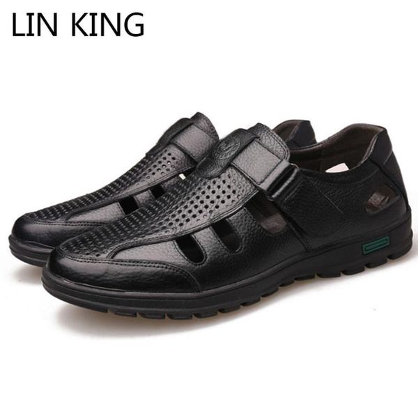 lin king plus size fashion genuine leather hollow out men sandals summer casual shoes breathable outdoor man sandals beach shoes, Black
lin king plus size fashion genuine leather hollow out men sandals summer casual shoes breathable outdoor man sandals beach shoes, Black