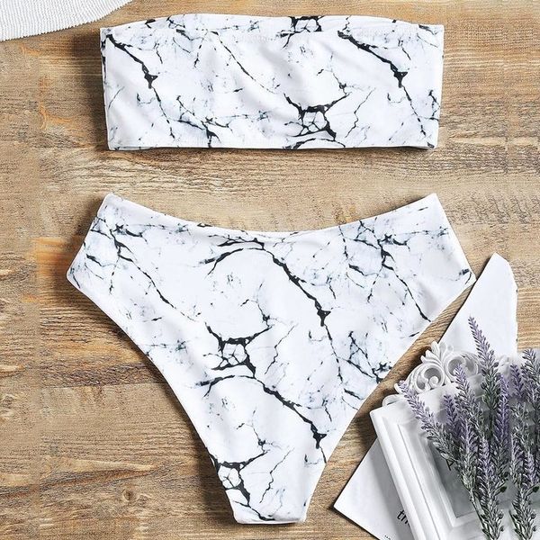 swimwear beach suit strapless marble print bandeau bikini bikinis set bathing suit padded women swimsuit beach wear, White;black
swimwear beach suit strapless marble print bandeau bikini bikinis set bathing suit padded women swimsuit beach wear, White;black