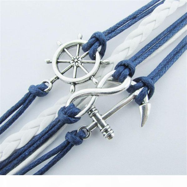 wholesale-new silver bracelets jewelry nautical rudder anchor blue leather rope bangle bracelet a1, Golden;silver
wholesale-new silver bracelets jewelry nautical rudder anchor blue leather rope bangle bracelet a1, Golden;silver