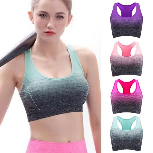 women seamless padded sports bra gradient contrast color h-back yoga bralette wire-stretch quick dry fitness vest, White;black
women seamless padded sports bra gradient contrast color h-back yoga bralette wire-stretch quick dry fitness vest, White;black