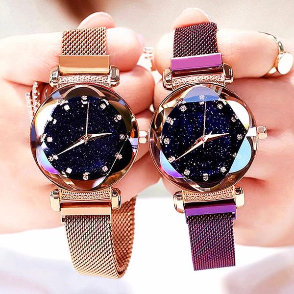 women magnet buckle starry sky diamond watches luxury ladies flower surface stainless steel watches clock relogio feminino, Slivery;brown
women magnet buckle starry sky diamond watches luxury ladies flower surface stainless steel watches clock relogio feminino, Slivery;brown