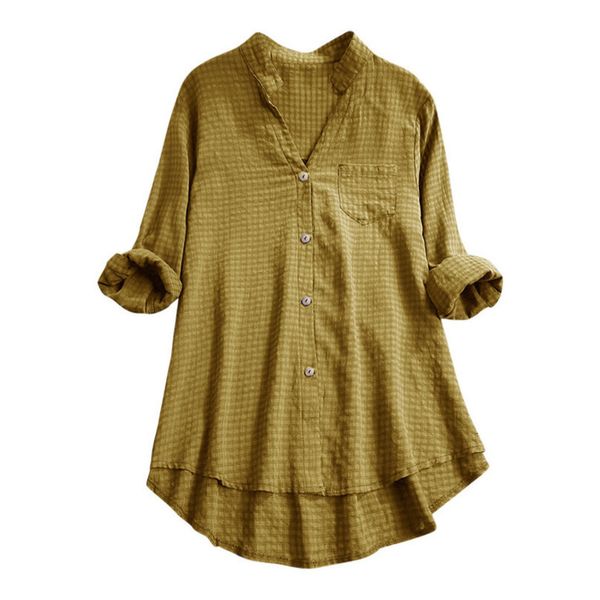women blouses casual v neck loose linen plus size plaid tanic shirts women blouses women 2020 chemise femme, White
women blouses casual v neck loose linen plus size plaid tanic shirts women blouses women 2020 chemise femme, White