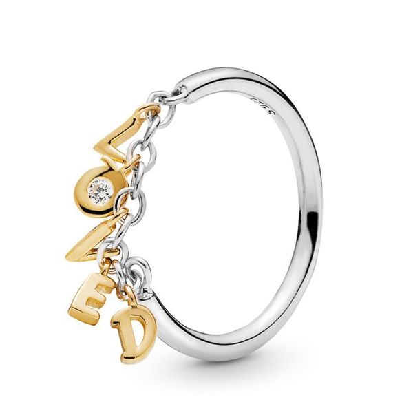 925 sterling silver loved script two-tone engagement ring with logo and pandora original gift box luxury designer jewelry women wedding ring, Slivery;golden
925 sterling silver loved script two-tone engagement ring with logo and pandora original gift box luxury designer jewelry women wedding ring, Slivery;golden