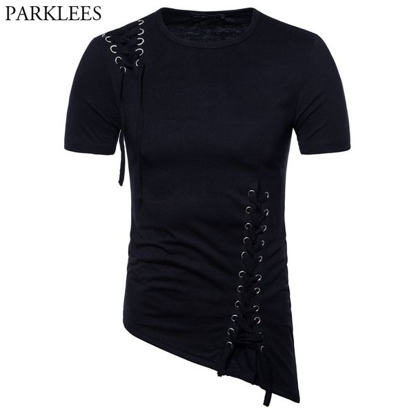 black irregular bandage t shirt men 2020 new short sleeve slim fit punk t-shirt male hip hop hipster nightclub streetwear tees, White;black
black irregular bandage t shirt men 2020 new short sleeve slim fit punk t-shirt male hip hop hipster nightclub streetwear tees, White;black