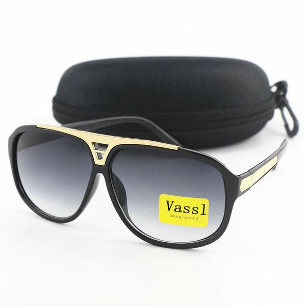 vassl sunglasseseyewear mens womens polished black gold frame grey lens sun glasses come with box case, White;black
vassl sunglasseseyewear mens womens polished black gold frame grey lens sun glasses come with box case, White;black