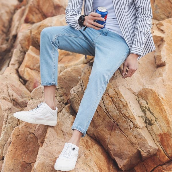 vblnm korean nine nine jeans ankle-length pants slim fit men's straight trendy men's light color nine-point jeans korean slim fit, Blue
vblnm korean nine nine jeans ankle-length pants slim fit men's straight trendy men's light color nine-point jeans korean slim fit, Blue