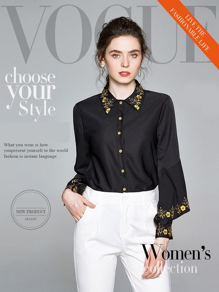 2020 fashion autumn new women's blouses & shirts long sleeve lapel neck 100% polyester lady's embroidery lap, White
2020 fashion autumn new women's blouses & shirts long sleeve lapel neck 100% polyester lady's embroidery lap, White