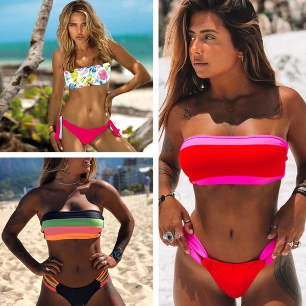 bandeau bikini 2020 biquini hollow out bikini set swimsuit women bathing suit print swimwear bikinis beachwear, White;black
bandeau bikini 2020 biquini hollow out bikini set swimsuit women bathing suit print swimwear bikinis beachwear, White;black