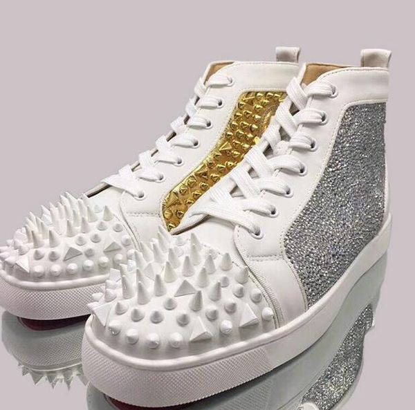 2019 new style split designer brand red bottom studded rhinestone and spikes flats shoes for men women black and gold party casual sneakers
2019 new style split designer brand red bottom studded rhinestone and spikes flats shoes for men women black and gold party casual sneakers