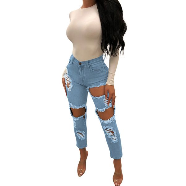 women autumn ripped holes washed retro pockets zipper denim pants femme casual slim streetwear korean jeans sj6600r, Blue 
women autumn ripped holes washed retro pockets zipper denim pants femme casual slim streetwear korean jeans sj6600r, Blue