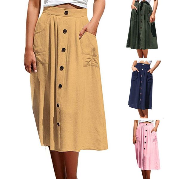 2020 summer fashion women solid colored mid long single breasted skirt high waist buttons pocket midi skirt, Black
2020 summer fashion women solid colored mid long single breasted skirt high waist buttons pocket midi skirt, Black