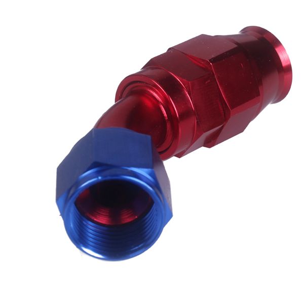 red/blue anodized aluminum -10an 45 degree hose end