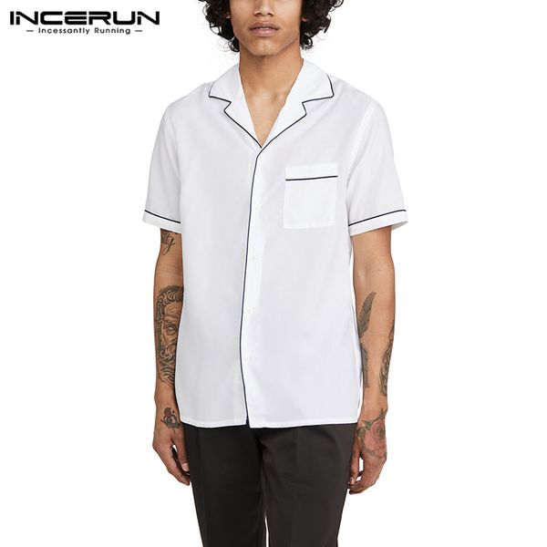 mens leisure shirts fashion solid color patchwork camisa casual short sleeve lapel shirts breathable baggy blouse incerun s-3xl, White;black
mens leisure shirts fashion solid color patchwork camisa casual short sleeve lapel shirts breathable baggy blouse incerun s-3xl, White;black