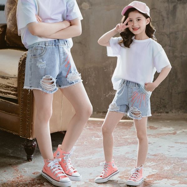 children 2020 girls middle large children korean style all-match orange letter jeans and and shorts hole jeans shorts fashion, Blue
children 2020 girls middle large children korean style all-match orange letter jeans and and shorts hole jeans shorts fashion, Blue