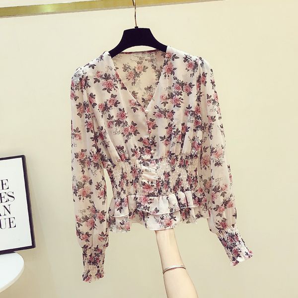 2020 autumn women's long sleeves v neck floral chiffon shirt girls ladies high waist shirts blouse blusas a3380, White
2020 autumn women's long sleeves v neck floral chiffon shirt girls ladies high waist shirts blouse blusas a3380, White
