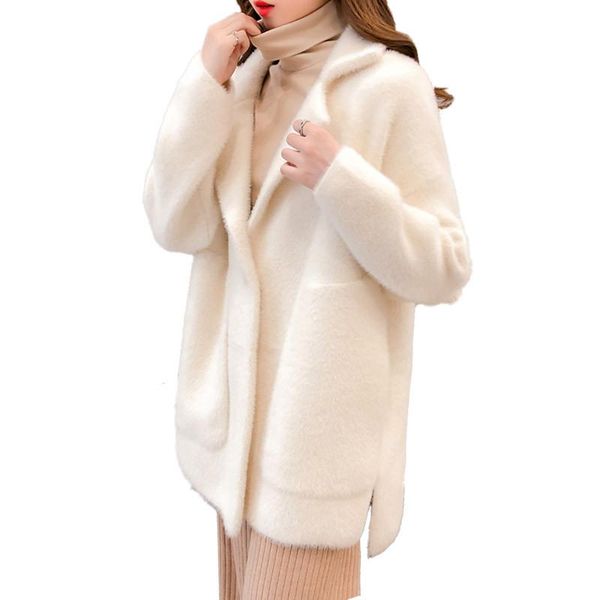 women 2020 spring autumn faux mink cashmere cardigan female elegant solid sweater cardigan lady thick warm knitted sweaters v712, White
women 2020 spring autumn faux mink cashmere cardigan female elegant solid sweater cardigan lady thick warm knitted sweaters v712, White