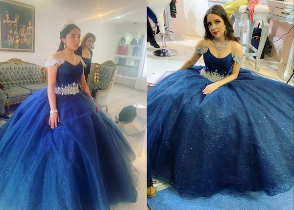 sparkly navy blue ball gown quinceanera prom dresses off the shoulder tulle crystal long sweet 16 dress vastidos de for women girls, Blue;red
sparkly navy blue ball gown quinceanera prom dresses off the shoulder tulle crystal long sweet 16 dress vastidos de for women girls, Blue;red