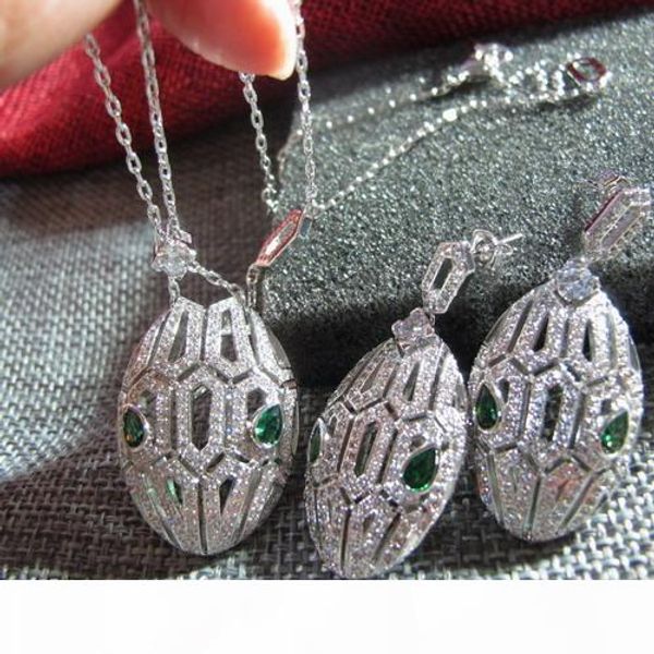 wholesale designer zircon diamonds snake pendants necklaces and earrings luxury party jewelry sets for women, Silver
wholesale designer zircon diamonds snake pendants necklaces and earrings luxury party jewelry sets for women, Silver