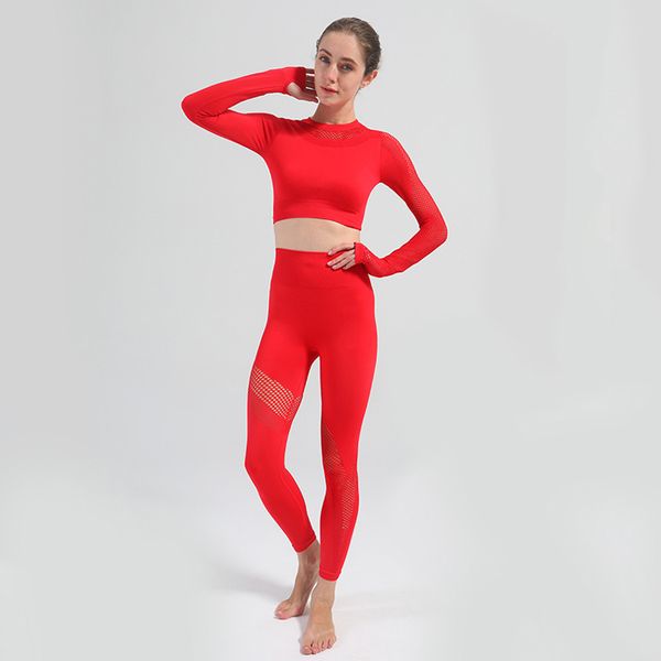 2pcs hollow out seamless yoga set sports wear for women fitness clothing gym leggings cropped long sleeve crop sport suit, White;red
2pcs hollow out seamless yoga set sports wear for women fitness clothing gym leggings cropped long sleeve crop sport suit, White;red