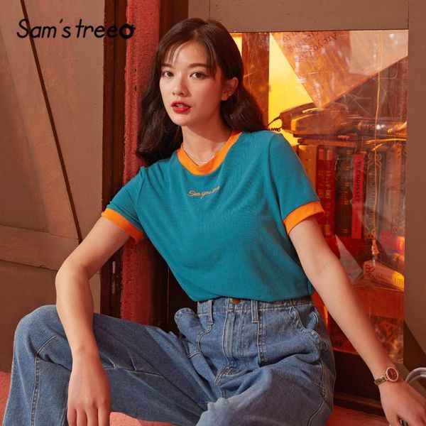 sam's tree black solid letter embroidery women casual t-shirts 2020 spring new colorblock short sleeve korean ladies daily, White
sam's tree black solid letter embroidery women casual t-shirts 2020 spring new colorblock short sleeve korean ladies daily, White