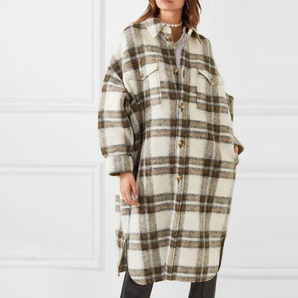2020 new turn down collar loose women woolen coat plaid casual elegant wool jacket women long coat casaco feminino oversize, Black
2020 new turn down collar loose women woolen coat plaid casual elegant wool jacket women long coat casaco feminino oversize, Black
