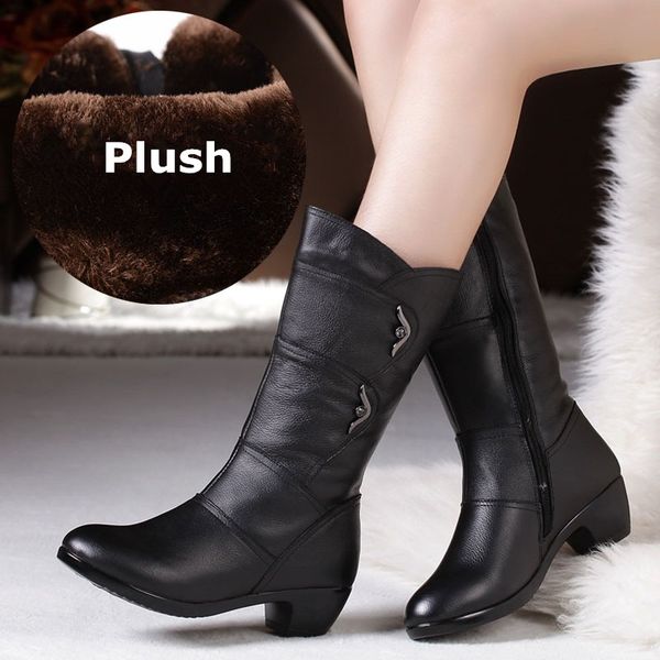 mid calf boots women female shoes boots heels winter warm plush fur cow leather round toe shoes botas de mujer 2020, Black
mid calf boots women female shoes boots heels winter warm plush fur cow leather round toe shoes botas de mujer 2020, Black