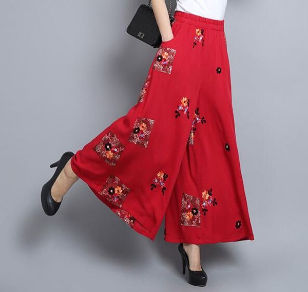 embroidery wide leg pants for women plus size red black elastic waist cotton linen national trend chinese style capris yys0702, Black;white
embroidery wide leg pants for women plus size red black elastic waist cotton linen national trend chinese style capris yys0702, Black;white