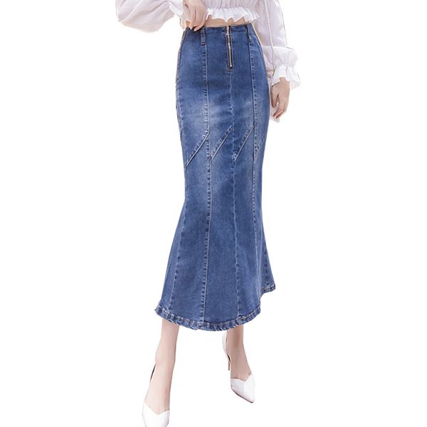 denim skirt women's spring and autumn fat mm large size mid-length high waist stretch fishtail skirt hip-covered long, Black
denim skirt women's spring and autumn fat mm large size mid-length high waist stretch fishtail skirt hip-covered long, Black