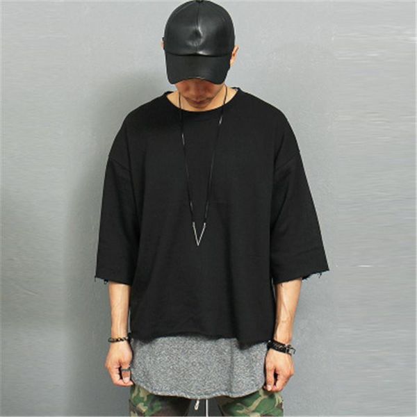 man loose shoulder t-shirt fashion trend wearable on both sides tee designer male harajuku style half sleeve unique new causal tshirt, White;black
man loose shoulder t-shirt fashion trend wearable on both sides tee designer male harajuku style half sleeve unique new causal tshirt, White;black