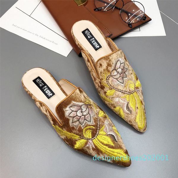 gold velvet pointed toe slippers embroidery mules flats shoes woman plus size 34-41 leisure slides femme comfy casual flip flops cson02, Black
gold velvet pointed toe slippers embroidery mules flats shoes woman plus size 34-41 leisure slides femme comfy casual flip flops cson02, Black