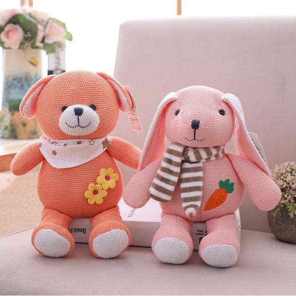 source manufacturers new knitted wool rabbit doll creative bear doll toy gifts can be customized
