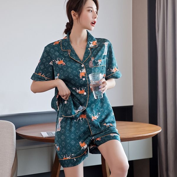 ggwok summer new 2020 silk-like clothes silkhome silkpajamas women's cute and comfortable silk-like short-sleeved home clothes two-piec, Blue;red
ggwok summer new 2020 silk-like clothes silkhome silkpajamas women's cute and comfortable silk-like short-sleeved home clothes two-piec, Blue;red