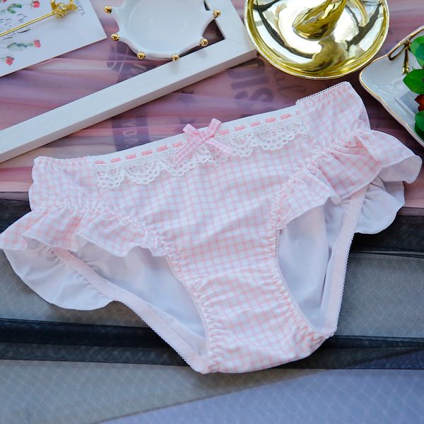 women's panties small fresh teen girl japanese sweet lolita pink plaid lace medium low waist lovely bow trim milk silk briefs, Black;pink
women's panties small fresh teen girl japanese sweet lolita pink plaid lace medium low waist lovely bow trim milk silk briefs, Black;pink