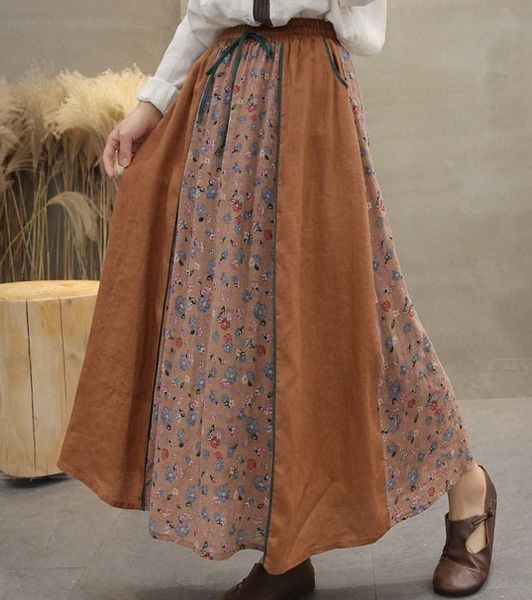 20 spring new artistic sll floral stitching elastic high waist loose cotton and mian ma qun cotton linen mian ma qun linen skirt 249, Black
20 spring new artistic sll floral stitching elastic high waist loose cotton and mian ma qun cotton linen mian ma qun linen skirt 249, Black