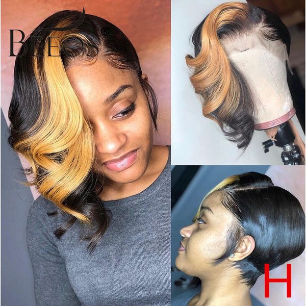short wave wave pixie cut 150%13*4 deep part lace front human hair wig 1b/27 honey blonde color brazilian remy hair bleach knots, Black
short wave wave pixie cut 150%13*4 deep part lace front human hair wig 1b/27 honey blonde color brazilian remy hair bleach knots, Black