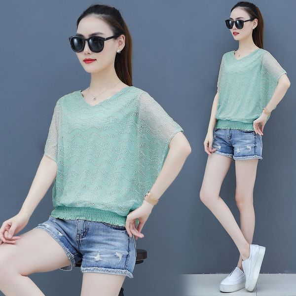 xm7wm lace bottoming very fairy slimming belly-covering chiffon lace shirtshirt shirtwestern style short-sleeved bat shirt women's loos, White
xm7wm lace bottoming very fairy slimming belly-covering chiffon lace shirtshirt shirtwestern style short-sleeved bat shirt women's loos, White