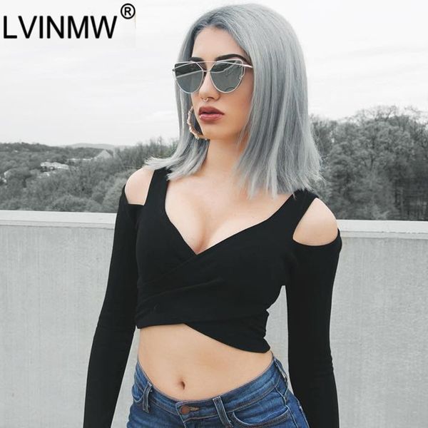 lvinmw black cotton off shoulder long sleeve t shirt 2020 summer women v neck front cross slim crop female party club, White
lvinmw black cotton off shoulder long sleeve t shirt 2020 summer women v neck front cross slim crop female party club, White