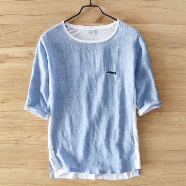men 2020 summer fashion brand japan style whale embroidery cotton linen short sleeve o-neck t-shirt male casual thin tee tshirts, White;black
men 2020 summer fashion brand japan style whale embroidery cotton linen short sleeve o-neck t-shirt male casual thin tee tshirts, White;black